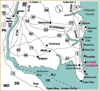 Stone Harbor Motels Area Map Driving Directions